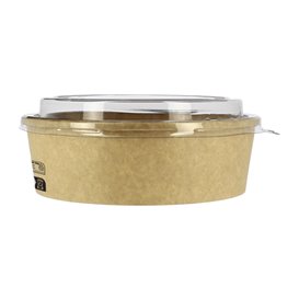 Miski Papierowe Kraft-Kraft + Pokrywką RPET 33Oz/1000ml (100 Sztuk)