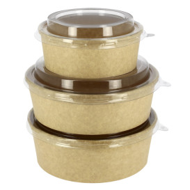 Miski Papierowe Kraft-Kraft + Pokrywką RPET 33Oz/1000ml (100 Sztuk)