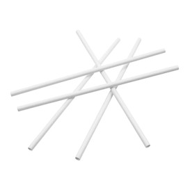 Słomki Prosto Papierowe Białe Ø6mm 20cm (250 Sztuk)