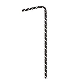 Słomki Elastyczny Papierowe Czarny Ø6mm 23cm (250 Sztuk)