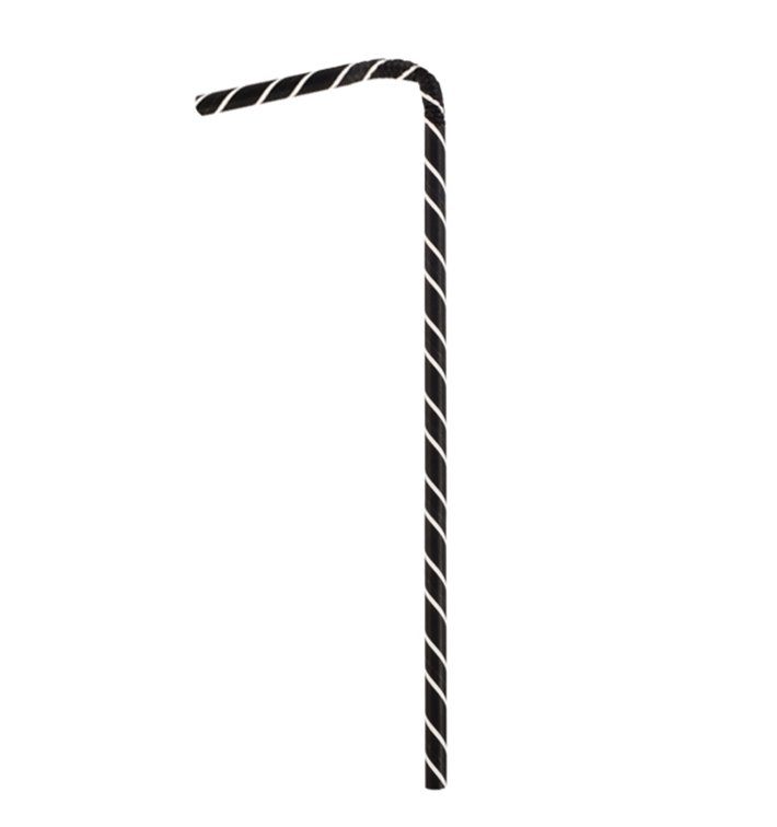 Słomki Elastyczny Papierowe Czarny Ø6mm 23cm (3.000 Sztuk) Słomki Elastyczny Papierowe Czarny Ø6mm 23cm (3.000 Sztuk)