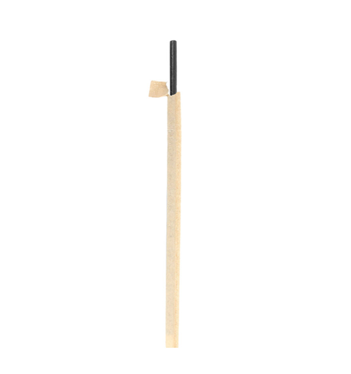 Słomki Prosto Papierowe Czarny w Papierku Kraft Ø8mm 20cm (100 Sztuk) Słomki Prosto Papierowe Czarny w Papierku Kraft Ø8mm 20cm (100 Sztuk)