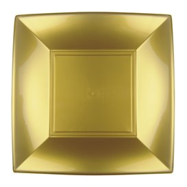 Talerz Plastikowe Płaski Złote Nice PP 180mm (12 Sztuk)