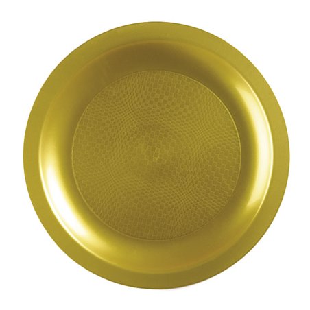 Talerz Płaski Złoty Wielokrotnego Użytku "Round" PP Ø18,5cm (25 Sztuk)