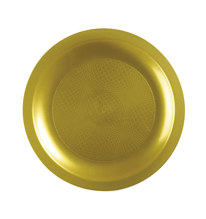 Talerz Plastikowe Płaski Złote Round PP Ø185mm (600 Sztuk) Talerz Plastikowe Płaski Złote Round PP Ø185mm (600 Sztuk)