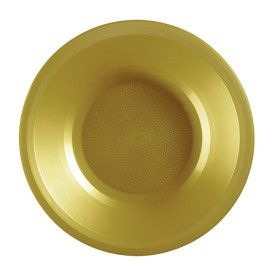 Talerz Plastikowe Głębokie Złote Round PP Ø195mm (25 Sztuk)
