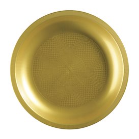 Talerz Plastikowe Złote Round PP Ø290mm (10 Sztuk)