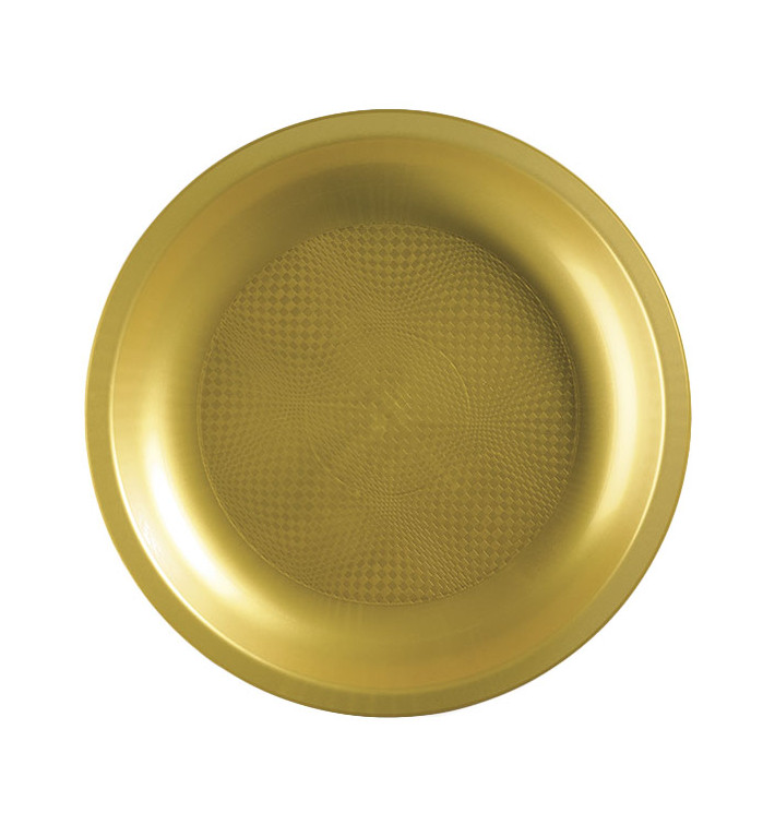 Talerz Plastikowe Złote Round PP Ø290mm (10 Sztuk) Talerz Plastikowe Złote Round PP Ø290mm (10 Sztuk)