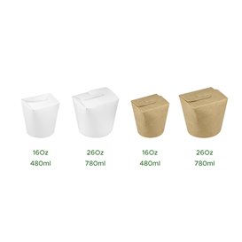 Pojemniki Żywność na Wynos 100% ECO Biały 26Oz/780ml (50 Sztuk)