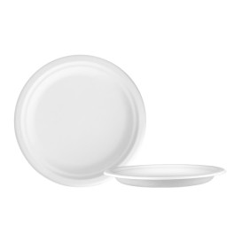 Talerz Trzciny Cukrowej Białe Ø17 cm (50 Sztuk)