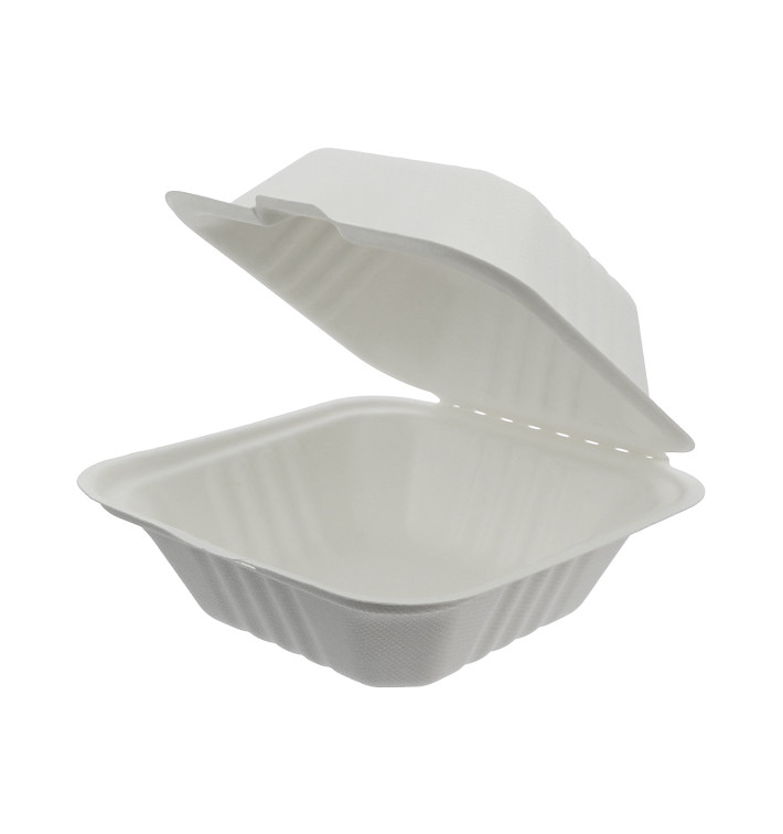 Pudełka na Burgeri Trzciny Cukrowej Białe 152x153x77mm (500 Sztuk) Pudełka na Burgeri Trzciny Cukrowej Białe 152x153x77mm (500 Sztuk)