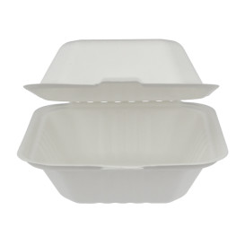 Pudełka na Burgeri Trzciny Cukrowej Białe 152x153x77mm (500 Sztuk)