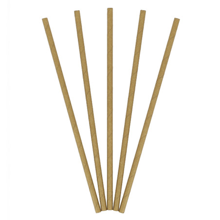 Słomki Prosto Papierowe Kraft Ø6mm 21cm (100 Sztuk)