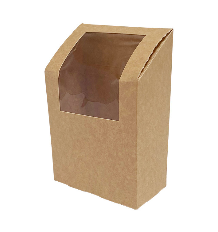 Opakowania kartonowe Kraft z okienkiem do owijania 90x50x130mm (500 Sztuk) Opakowania kartonowe Kraft z okienkiem do owijania 90x50x130mm (500 Sztuk)