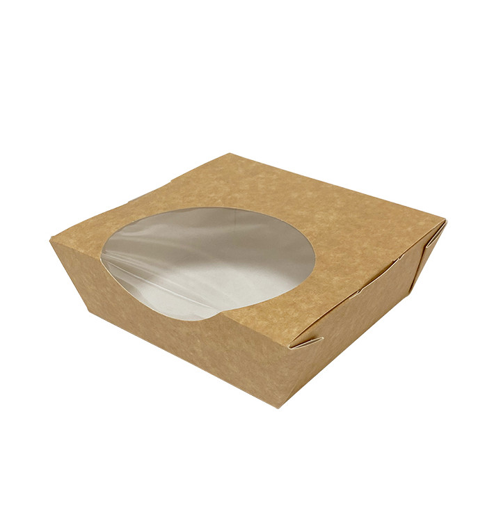 Kraft Tekturowa miska na sałatkę z okienkiem 500ml (250 sztuk) Kraft Tekturowa miska na sałatkę z okienkiem 500ml (250 sztuk)