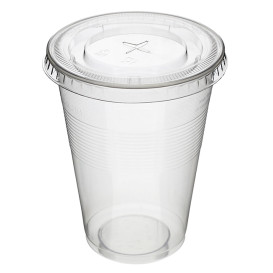 Płaska pokrywka z krzyżykiem PET przezroczysta Ø8,5cm (50 Sztuk)