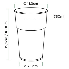 Kubki Plastikowe PP Przezroczyste 1000ml/1L (750 Sztuk)