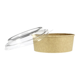 Miski Papierowe Kraft-Kraft + Pokrywką RPET 25 Oz/750ml (300 Sztuk)