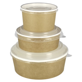 Miski Papierowe Kraft z Pokrywką PP 33Oz/1000ml (25 Sztuk)