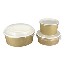 Miski Papierowe Kraft z Pokrywką PP 33Oz/1000ml (25 Sztuk)
