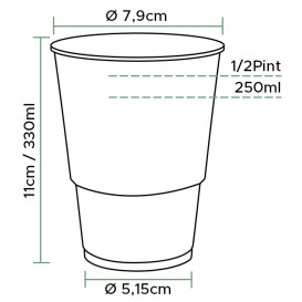 Kubki Plastikowe PP Przezroczyste 330ml Ø7,9cm (50 Sztuk)
