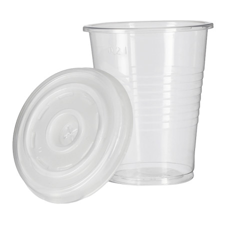 Przezroczysty PP Kubki 240ml + Travel Pokrywka PS Ø7,4cm (1.000 sztuk)
