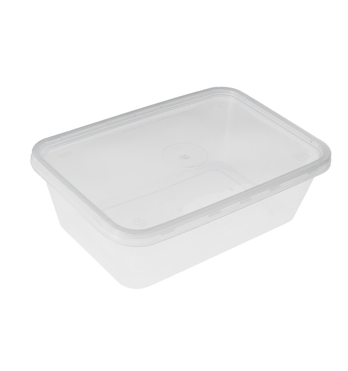 Miski Plastikowe Prostokątny z pokrywą PP 750 ml (50 Sztuk) Miski Plastikowe Prostokątny z pokrywą PP 750 ml (50 Sztuk)