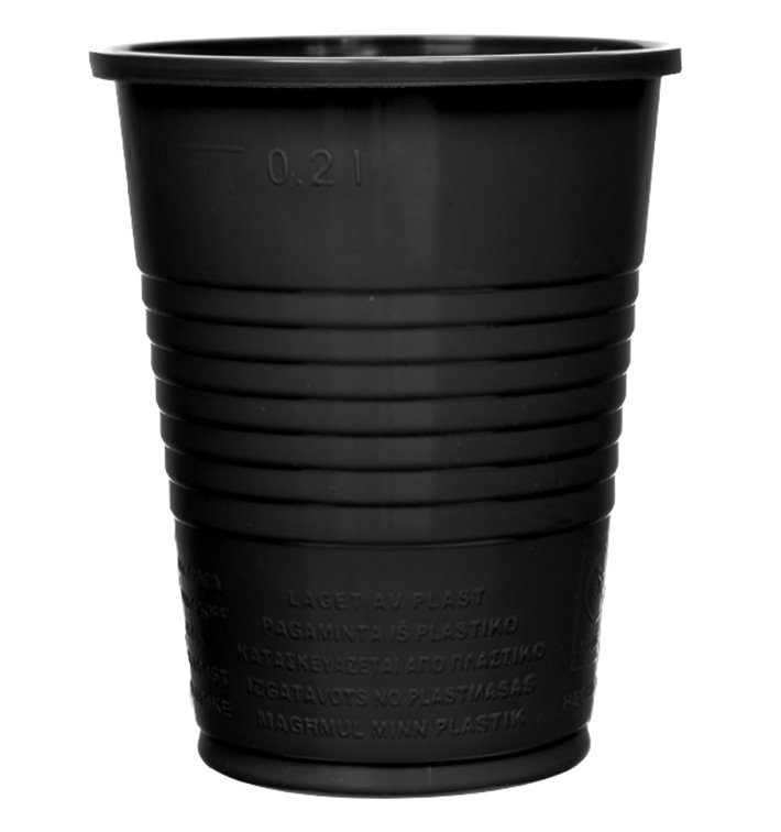 Kubki Plastikowe PS Czarni 200ml Ø7cm (50 Sztuk)