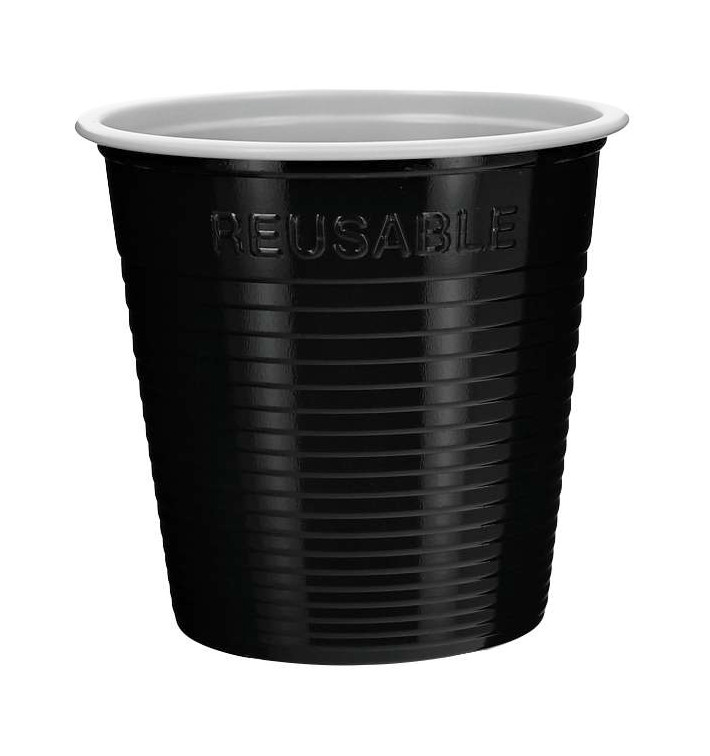 Kubki Wielokrotnego użytku PS Dwukolorowy Czarny 230ml (30 Sztuk) Kubki Wielokrotnego użytku PS Dwukolorowy Czarny 230ml (30 Sztuk)