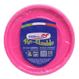 Talerz Płaski Wielokrotnego Użytku Ekonomiczne PS Fuchsia Ø22cm (25 Sztuk)