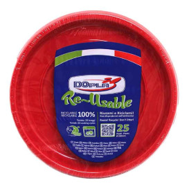Talerz Głęboki Wielokrotnego Użytku Ekonomiczne PS Czerwerne Ø22cm (25 Sztuk)