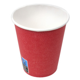 Kubek Papierowy Bez Plastiku 9 Oz/250ml "Colors" Czerwony Ø8cm (20 Sztuk)