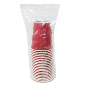 Kubek Papierowy Bez Plastiku 9 Oz/250ml "Colors" Czerwony Ø8,0cm (300 Sztuk)