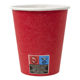 Kubek Papierowy Bez Plastiku 9 Oz/250ml "Colors" Czerwony Ø8,0cm (300 Sztuk)