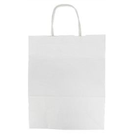 Torby Papierowe Kraft Białe z Uchwytami 100g/m² 25+11x31cm (200 Sztuk)