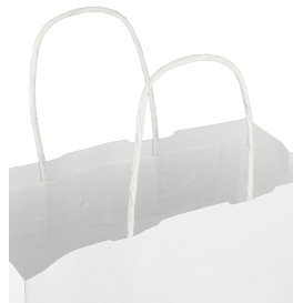 Torby Papierowe Kraft Białe z Uchwytami 100g/m² 25+11x31cm (200 Sztuk)