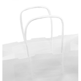Torby Papierowe Kraft Białe z Uchwytami 100g/m² 25+13x33cm (200 Sztuk)