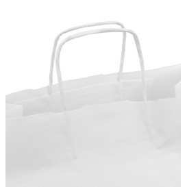 Torby Papierowe Kraft Białe z Uchwytami 100g/m² 35+18x34cm (250 Sztuk)