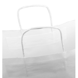 Torby Papierowe Kraft Białe z Uchwytami 100g/m² 44+15x46cm (25 Sztuk)