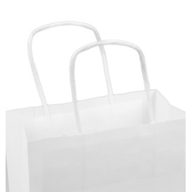 Torby Papierowe Kraft Białe z Uchwytami 100g/m² 18+8x24cm (25 Sztuk)