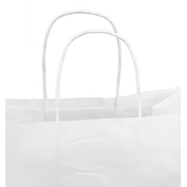 Torby Papierowe Kraft Białe z Uchwytami 100g/m² 30+18x29cm (200 Sztuk)