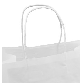 Torby Papierowe Kraft Białe z Uchwytami 80g/m² 30+18x29cm (25 Sztuk)