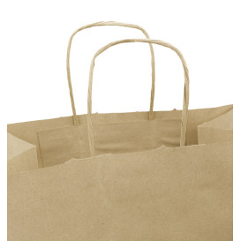 Torby Papierowe Kraft Brązowe z Uchwytami 100g/m² 25+13x33cm (250 Sztuk)