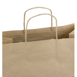 Torby Papierowe Kraft Brązowe z Uchwytami 100g/m² 35+18x34cm (25 Sztuk)