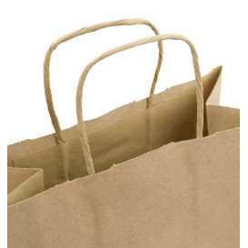Torby Papierowe Kraft Brązowe z Uchwytami 100g/m² 22+11x27cm (250 Sztuk)