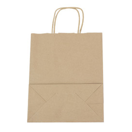 Torby Papierowe Kraft Brązowe z Uchwytami 100g/m² 22+11x27cm (250 Sztuk)