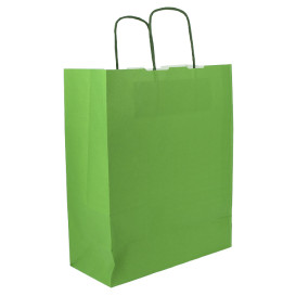 Torby Papierowe Zielone z Uchwytami 100g/m² 25+11x31cm (25 Sztuk)