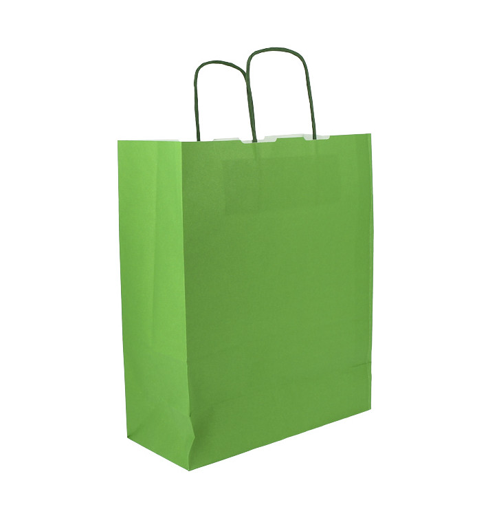 Torby Papierowe Zielone z Uchwytami 100g/m² 25+11x31cm (25 Sztuk) Torby Papierowe Zielone z Uchwytami 100g/m² 25+11x31cm (25 Sztuk)