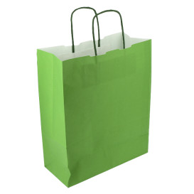 Torby Papierowe Zielone z Uchwytami 100g/m² 25+11x31cm (25 Sztuk)