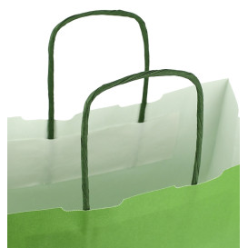 Torby Papierowe Zielone z Uchwytami 100g/m² 25+11x31cm (25 Sztuk)